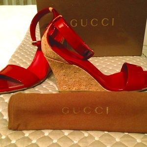 Red Gucci Strappy Wedges.